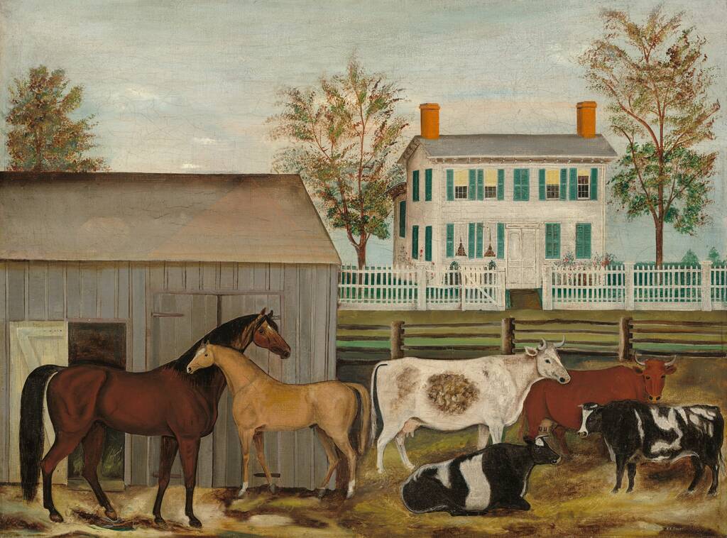 The Barnyard by Amzi Emmons Zeliff, late 19th century