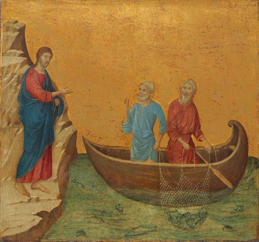 The Calling of the Apostles Peter and Andrew by Duccio di Buoninsegna, 1308-1311