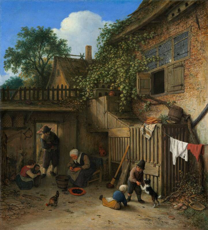 The Cottage Dooryard by Adriaen van Ostade, 1673