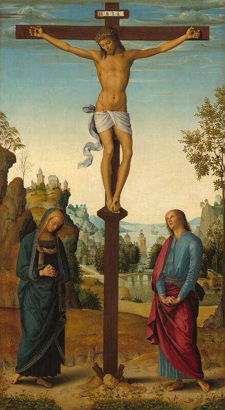 The Crucifixion with the Virgin, Saint John, Saint Jerome, and Saint Mary Magdalene [middle panel] by Pietro Perugino, c. 1482/1485
