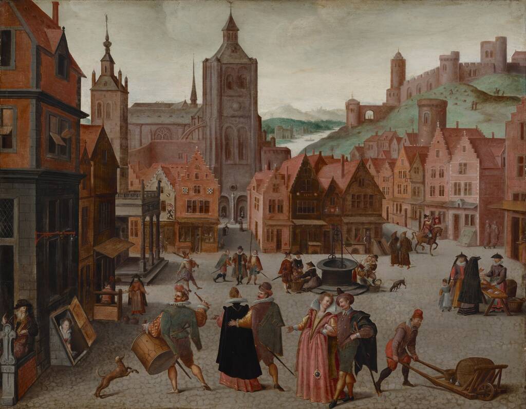 The Marketplace in Bergen op Zoom by Abel Grimmer, probably 1590 and 1597