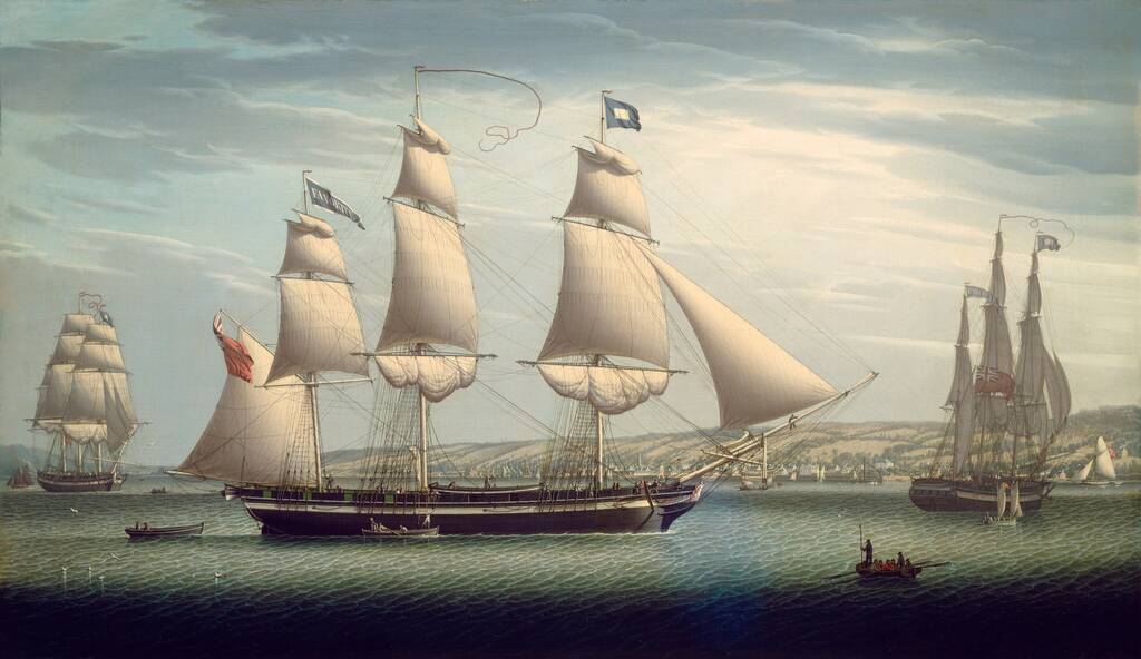 The Ship "Favorite" Maneuvering Off Greenock by Robert Salmon, 1819