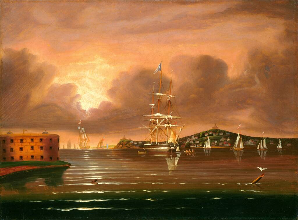 Threatening Sky, Bay of New York by Thomas Chambers, mid 19th century
