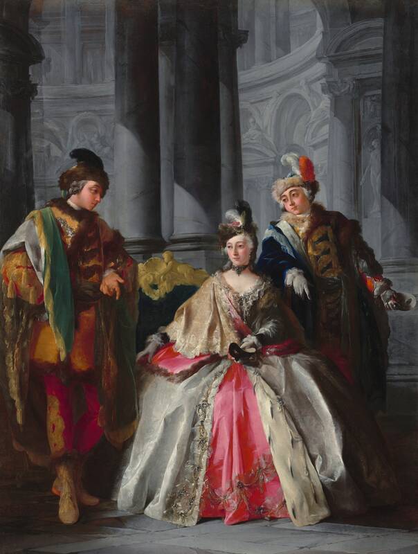 Three Figures Dressed for a Masquerade by Louis-Joseph Le Lorrain, c. 1740s