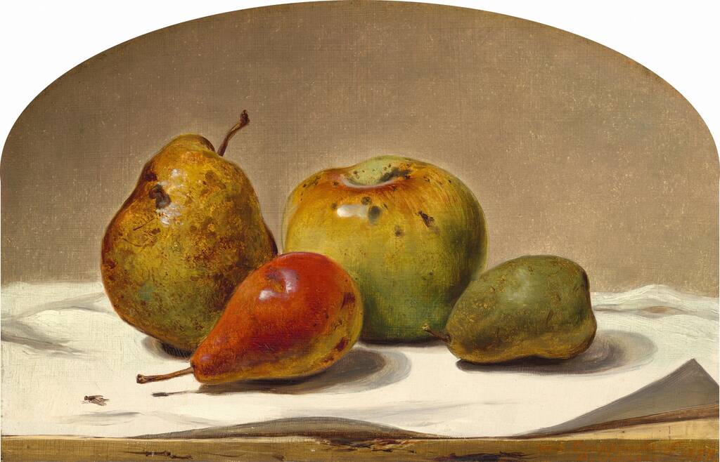 Three Pears and an Apple by David Johnson, 1857