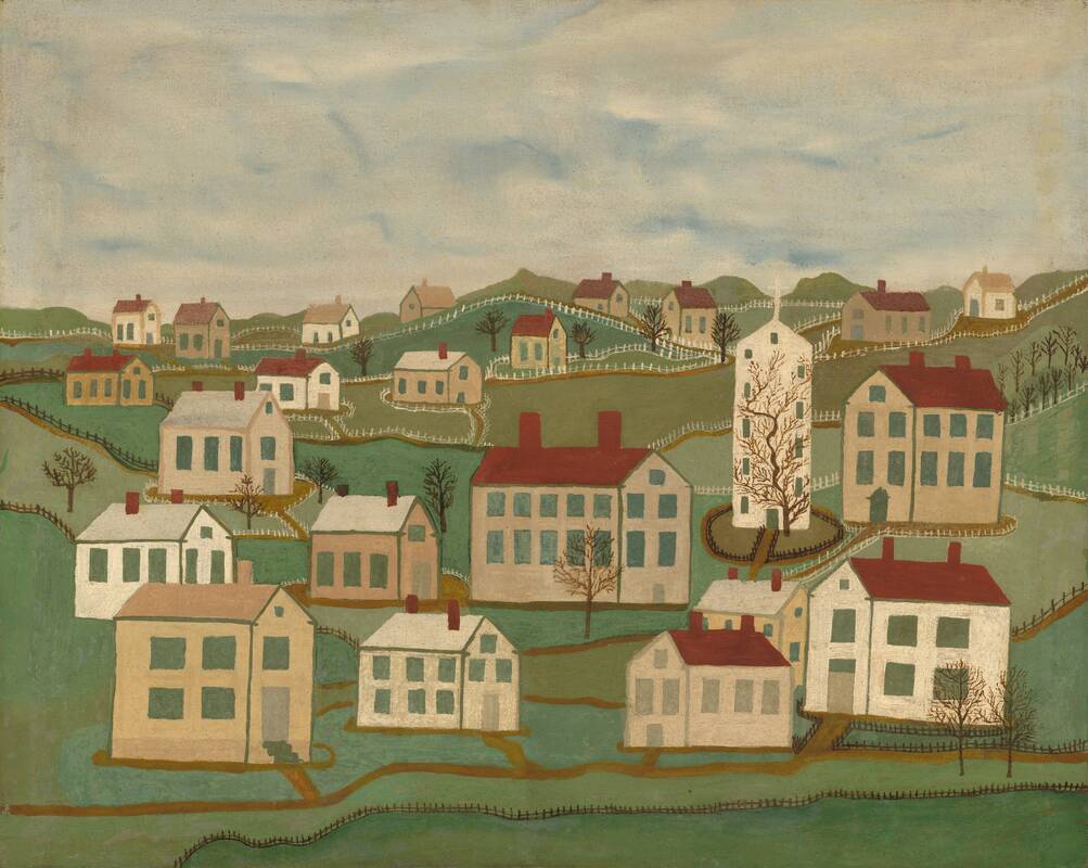 Twenty-two Houses and a Church by American 19th Century, mid 19th century