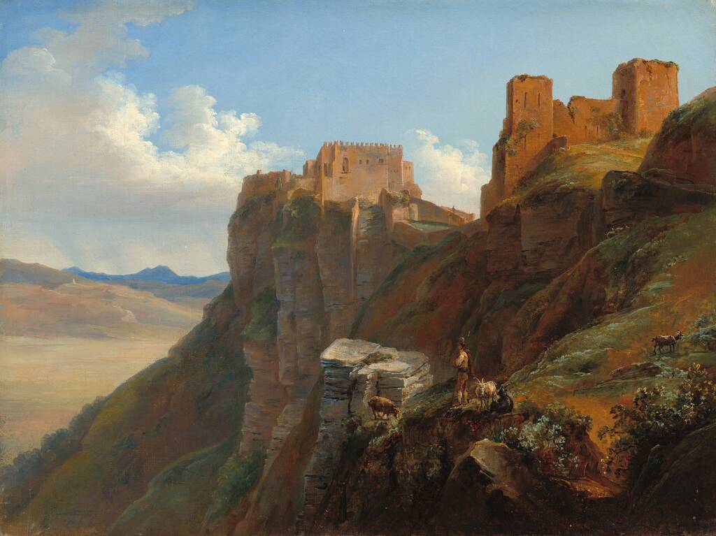 View of the Castello di San Giuliano, near Trapani, Sicily by Louise-Joséphine Sarazin de Belmont, c. 1824/1826