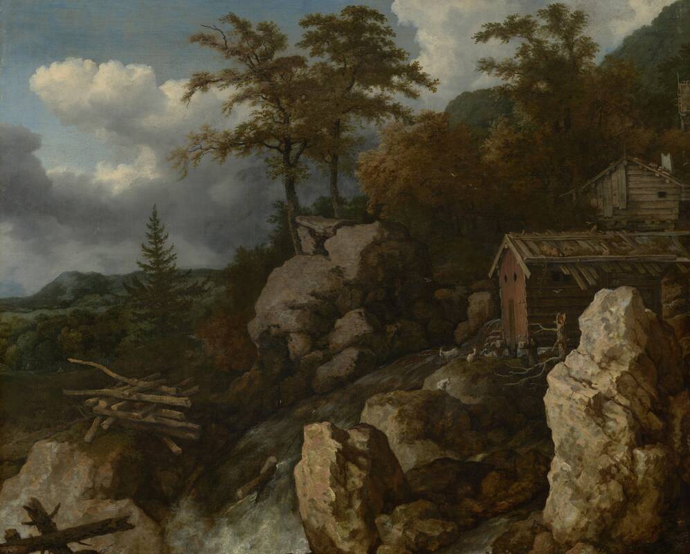 Waterfall with Log Cabins by Allart van Everdingen, c. 1665/1670