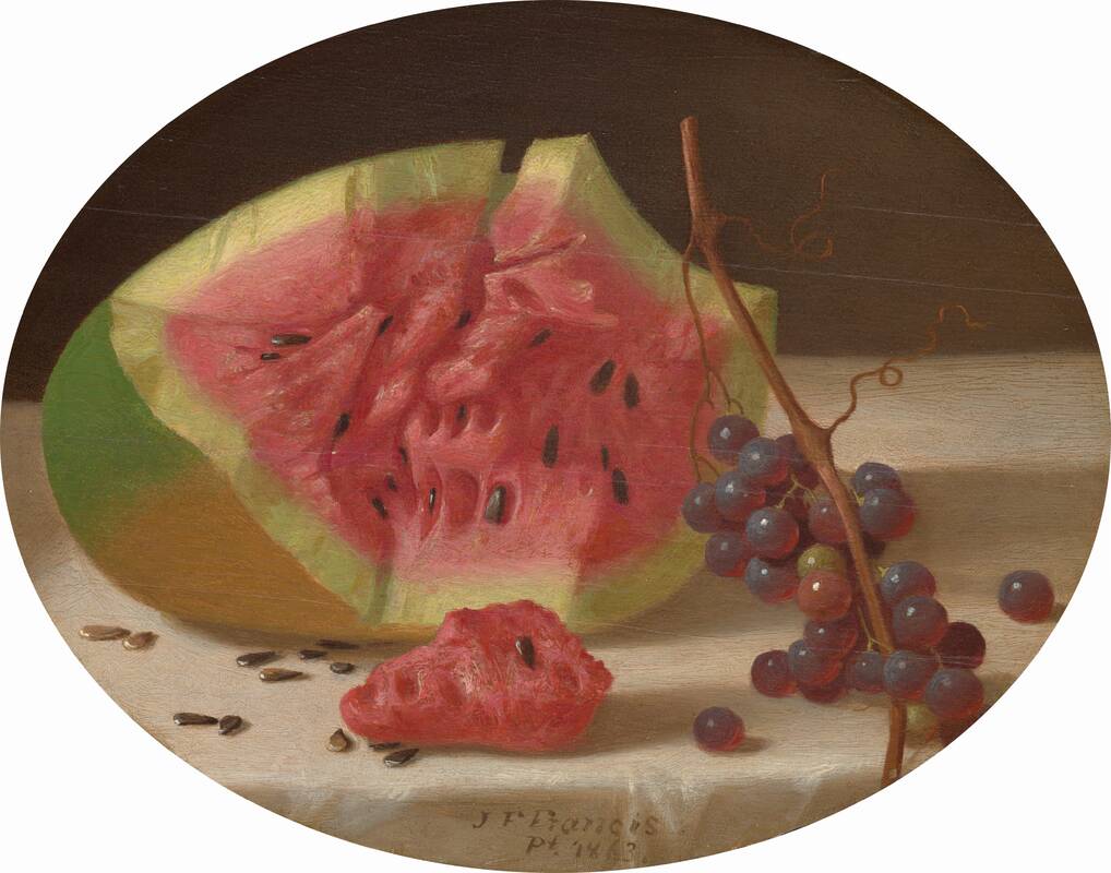 Watermelon and Grapes by John F. Francis, 1863
