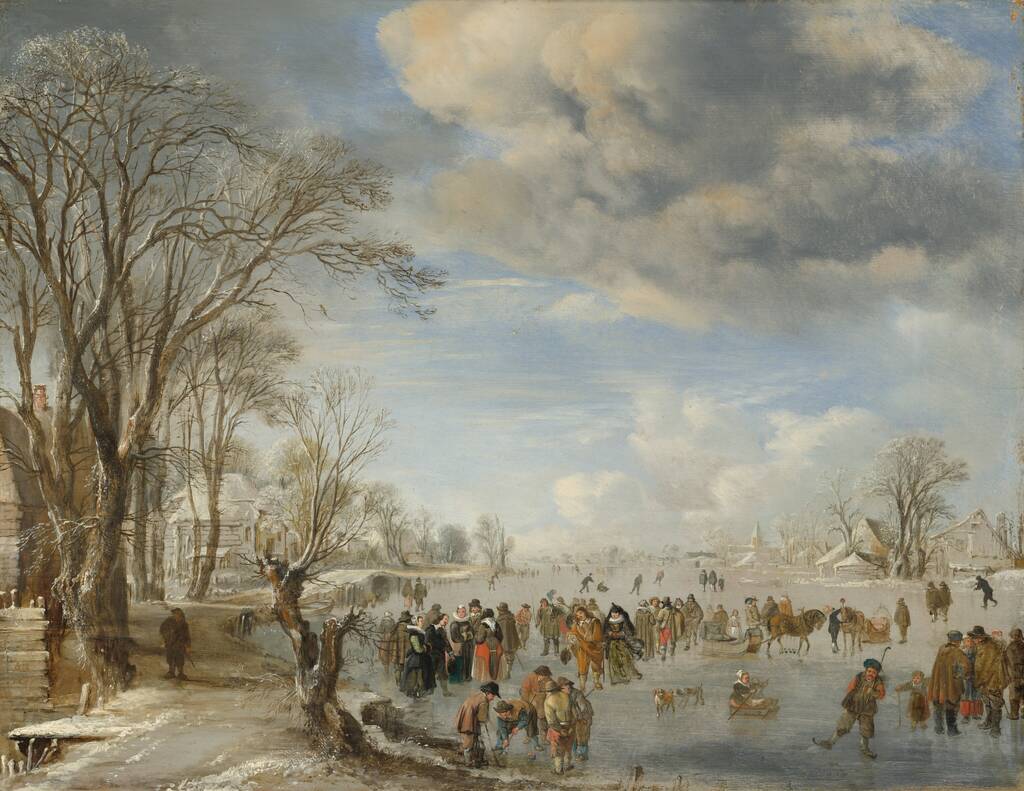 Winter in Holland: Skating Scene by Aert van der Neer, 1645