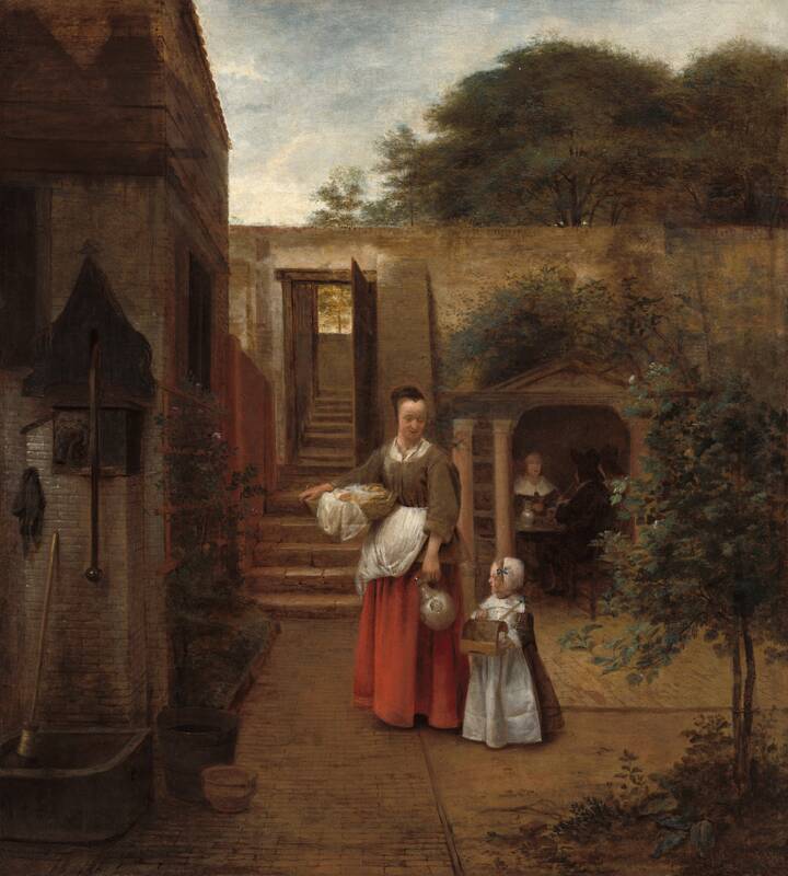 Woman and Child in a Courtyard by Pieter de Hooch, 1658/1660