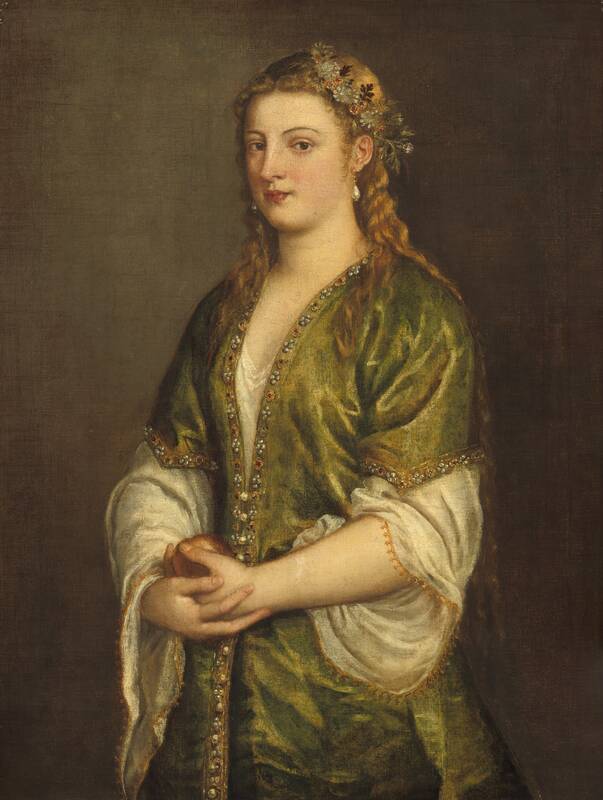 Woman Holding an Apple by Titian, c. 1550