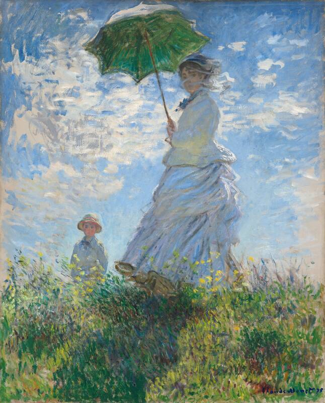 Woman with a Parasol - Madame Monet and Her Son by Claude Monet, 1875