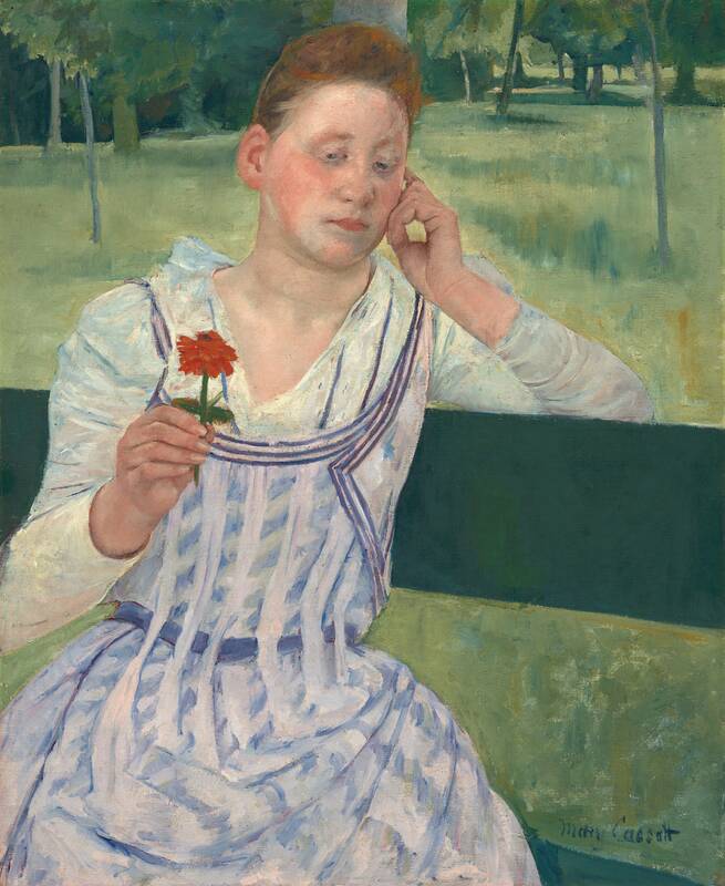 Woman with a Red Zinnia by Mary Cassatt, 1891