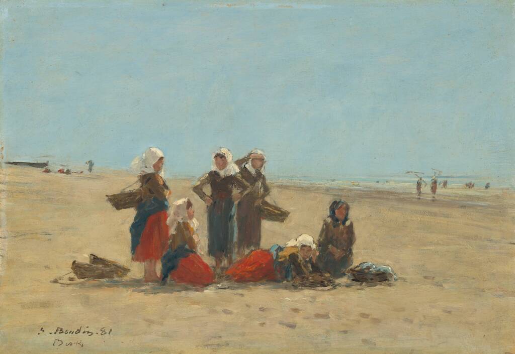 Women on the Beach at Berck by Eugène Boudin, 1881