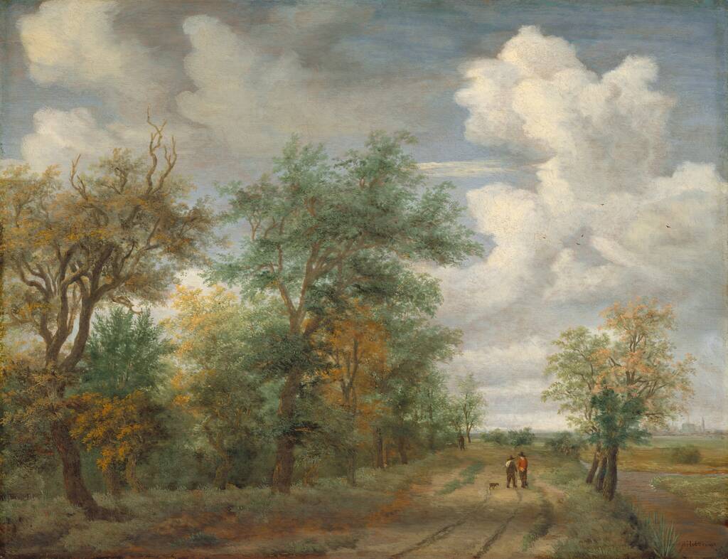 Wooded Landscape with Figures by Meindert Hobbema, c. 1658