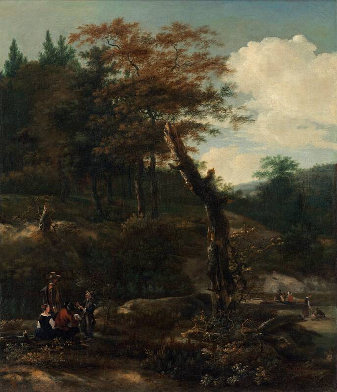Wooded Landscape with Travelers by Adam Pynacker, late 1640s