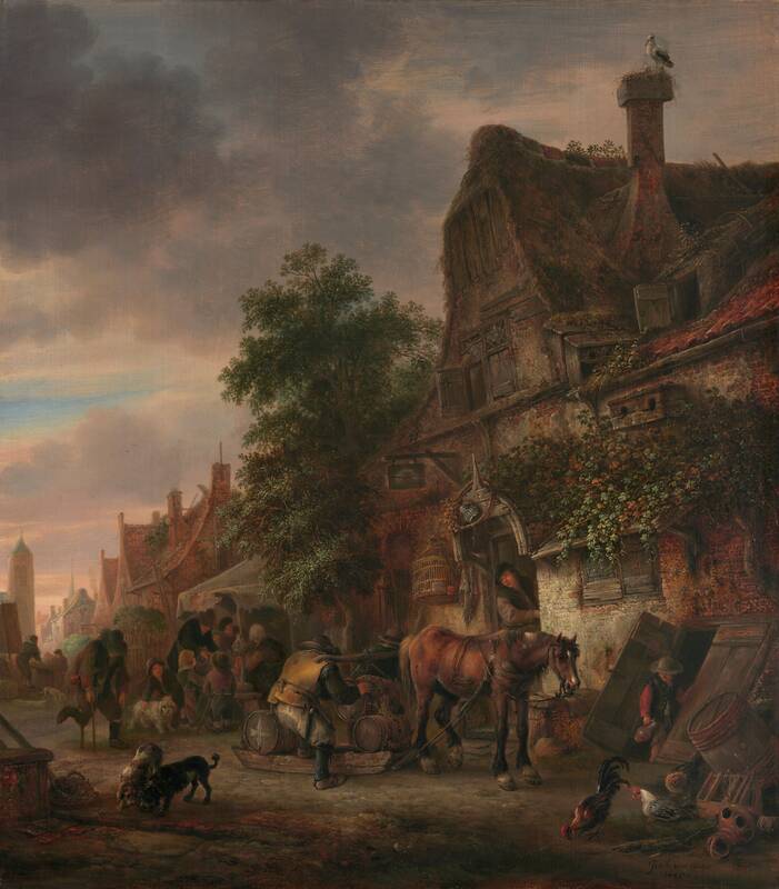 Workmen before an Inn by Isack van Ostade, 1645