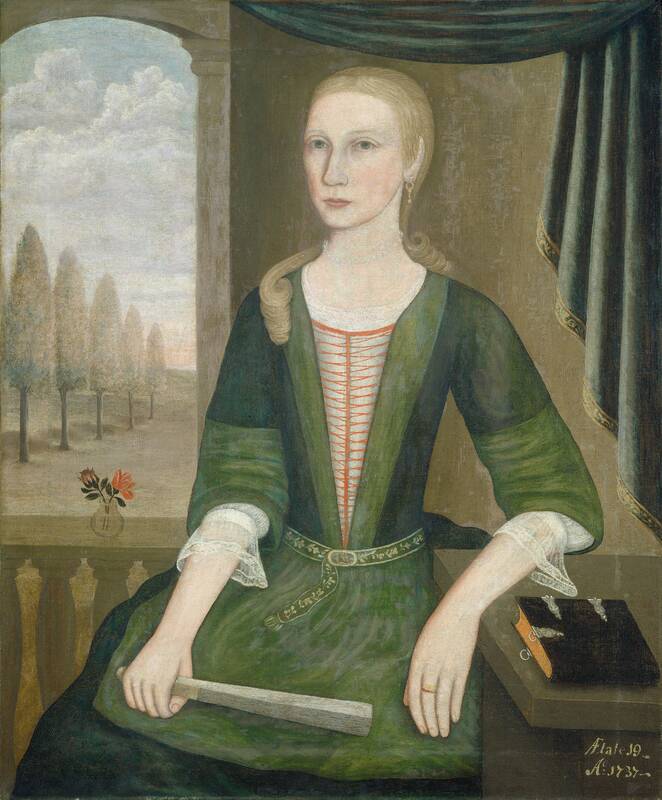 Young Lady with a Fan by The Gansevoort Limner, 1737