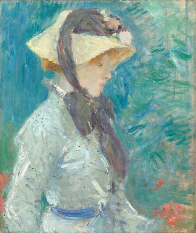 Young Woman with a Straw Hat by Berthe Morisot, 1884