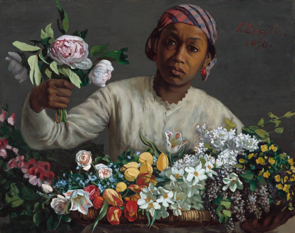 Young Woman with Peonies by Frédéric Bazille, 1870